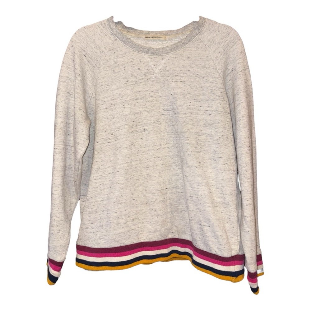 Marine Layer Re-Spun Speckled Crewneck Sweatshirt L Multicolor Trim G4